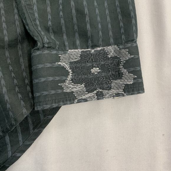 Robert Graham Mens L Black Striped Button Down Shirt Knowledge Wisdom Truth Mens - Picture 2 of 11